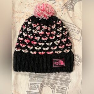 ⭐️ 4 for $25. ⭐️The North Face Black Beanie with Pink & White Pom